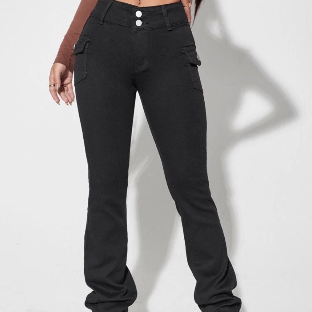 SHEIN Flap Pocket Stacked Jeans